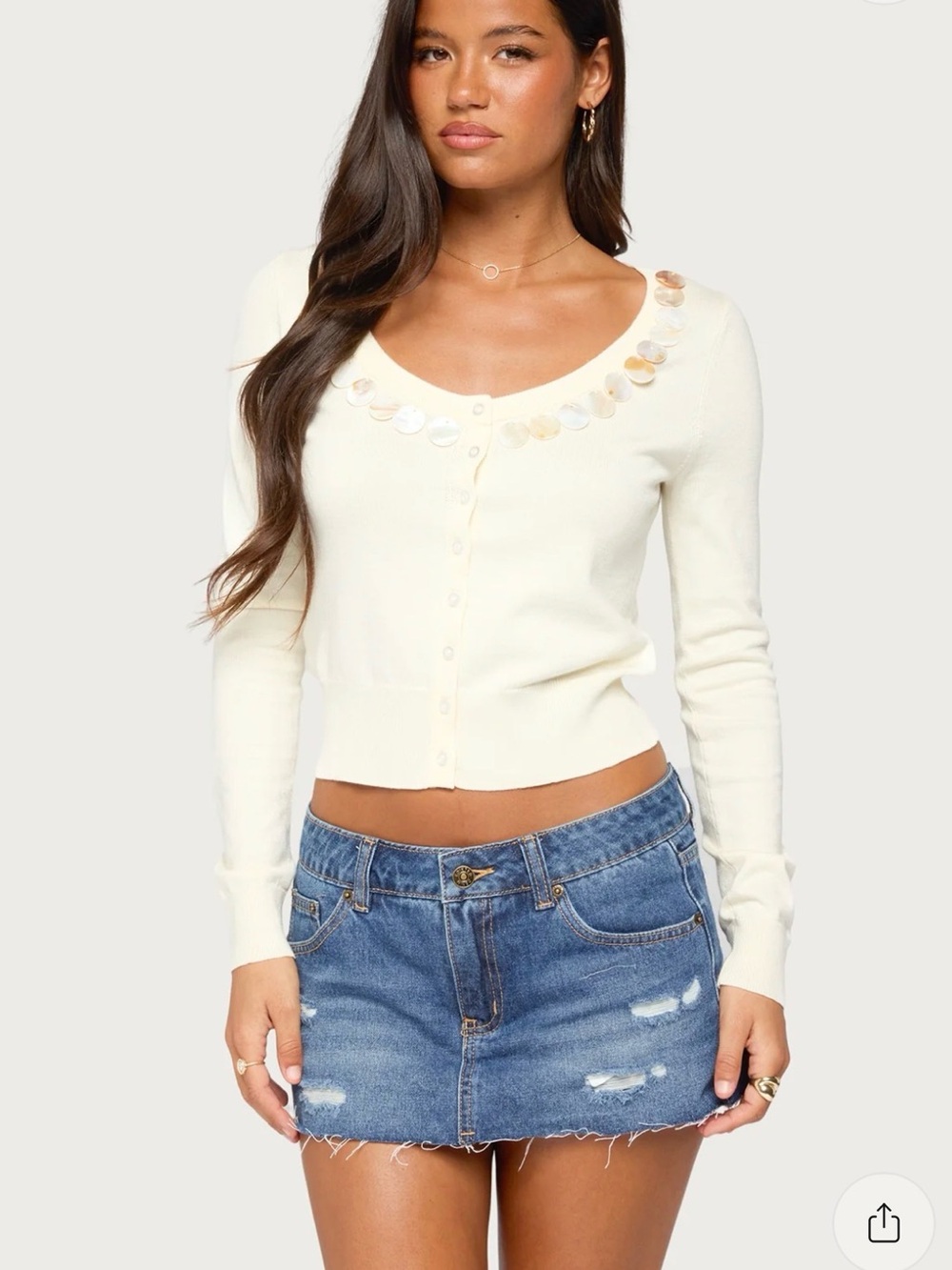 Edikted eva iridescent button knit cardigan